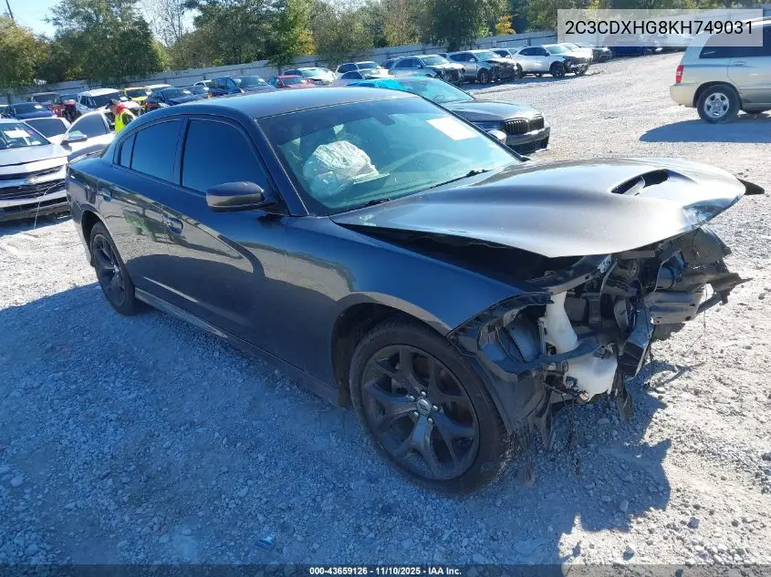 2C3CDXHG8KH749031 2019 Dodge Charger Gt Rwd