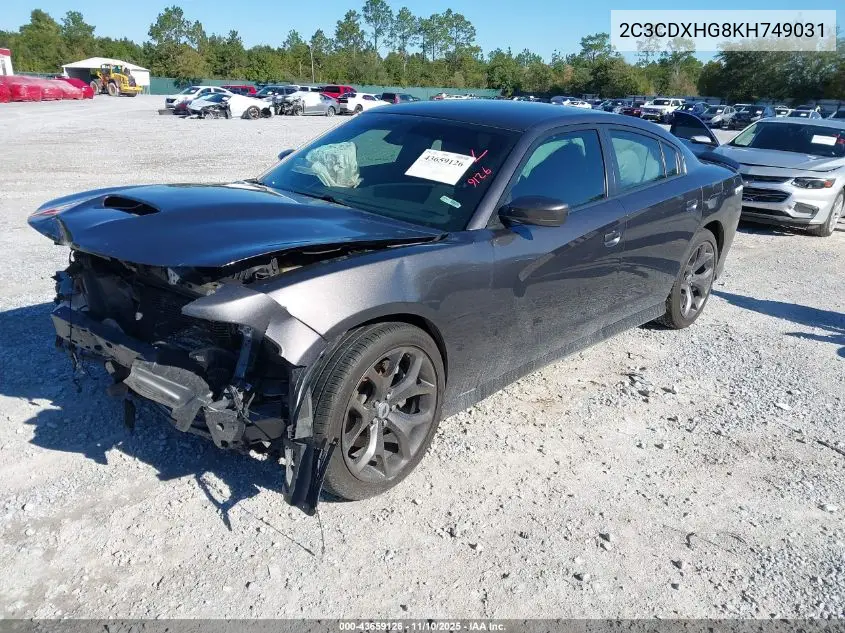 2C3CDXHG8KH749031 2019 Dodge Charger Gt Rwd