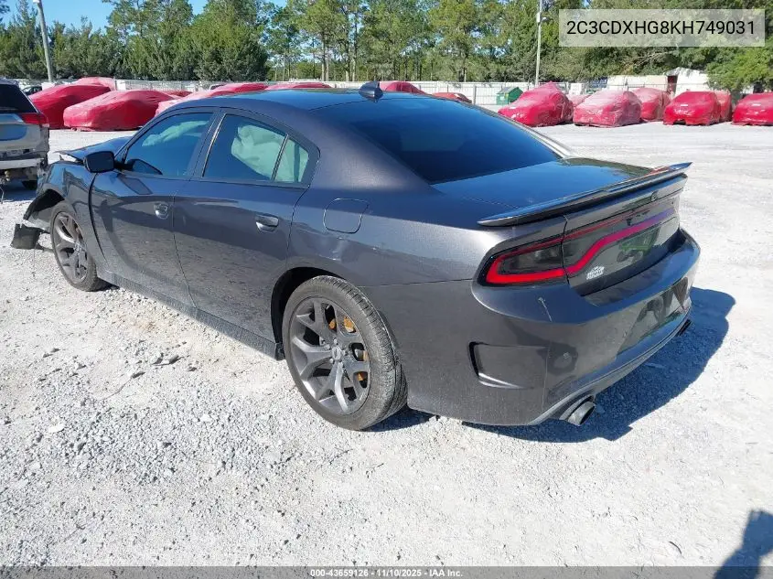 2C3CDXHG8KH749031 2019 Dodge Charger Gt Rwd