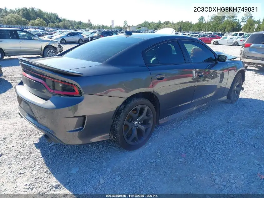 2C3CDXHG8KH749031 2019 Dodge Charger Gt Rwd