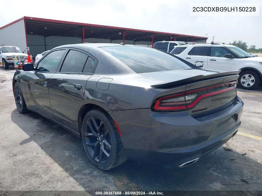 2020 Dodge Charger Sxt Rwd VIN: 2C3CDXBG9LH150228 Lot: 39367668