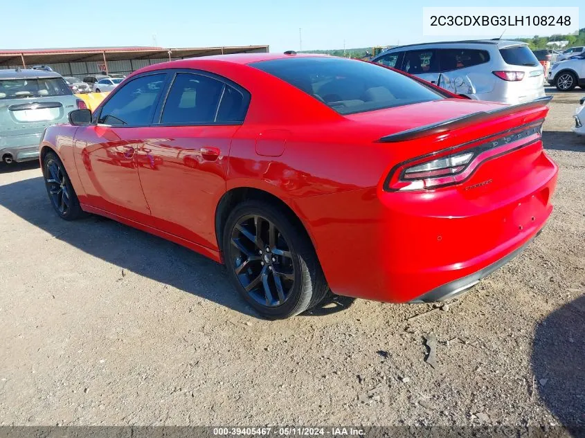 2020 Dodge Charger Sxt Rwd VIN: 2C3CDXBG3LH108248 Lot: 39405467