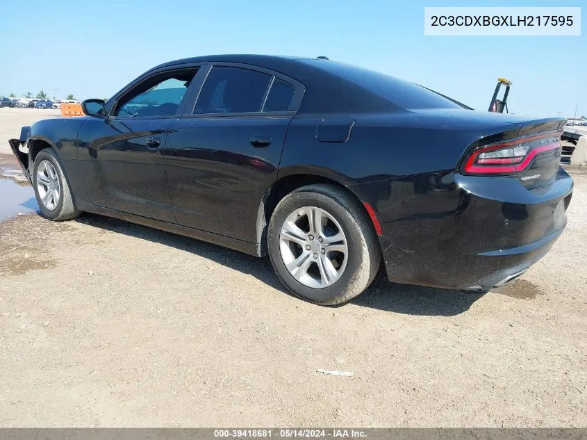 2020 Dodge Charger Sxt Rwd VIN: 2C3CDXBGXLH217595 Lot: 39418681