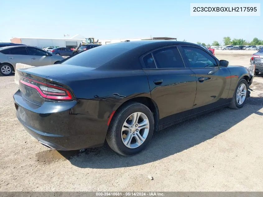 2020 Dodge Charger Sxt Rwd VIN: 2C3CDXBGXLH217595 Lot: 39418681