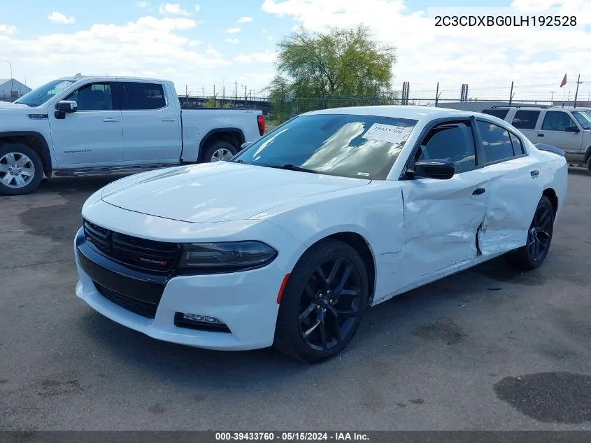 2020 Dodge Charger Sxt Rwd VIN: 2C3CDXBG0LH192528 Lot: 39433760