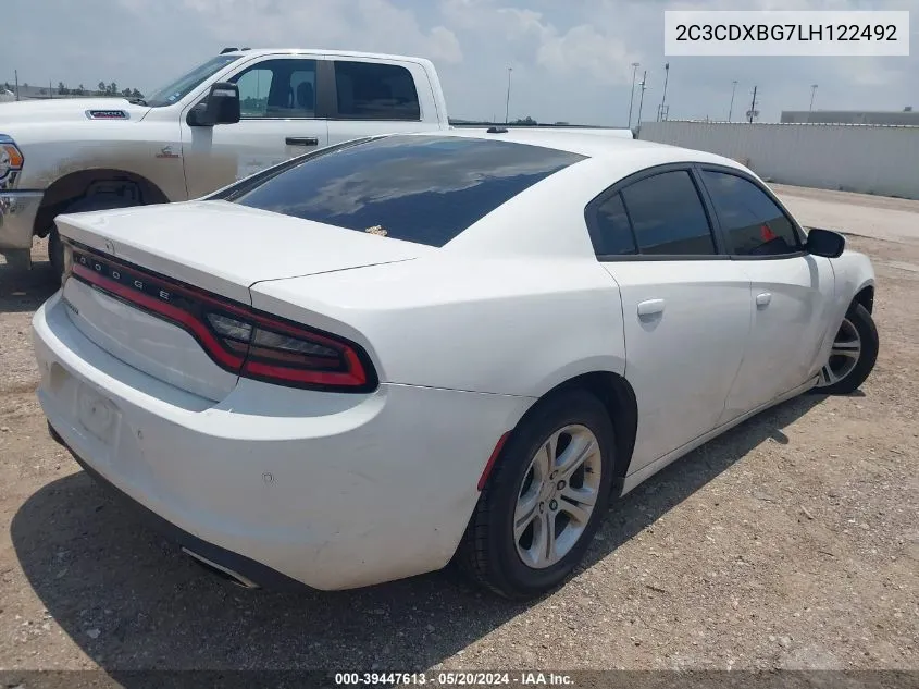 2020 Dodge Charger Sxt Rwd VIN: 2C3CDXBG7LH122492 Lot: 39447613