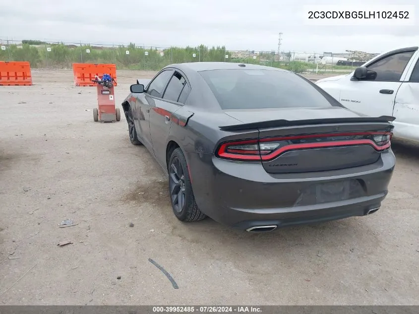 2020 Dodge Charger Sxt Rwd VIN: 2C3CDXBG5LH102452 Lot: 39952485