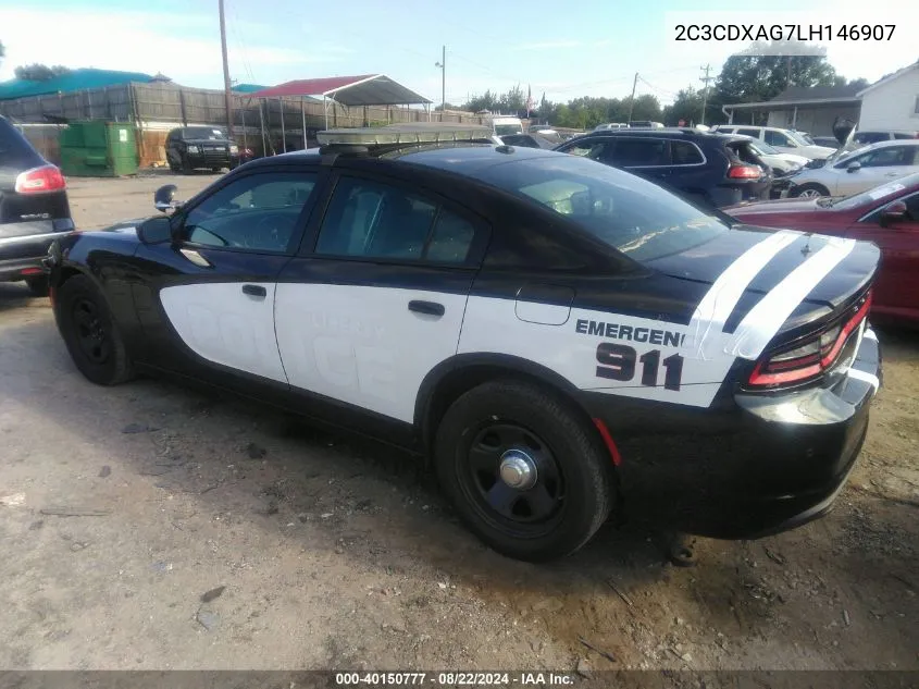 2020 Dodge Charger Police Rwd VIN: 2C3CDXAG7LH146907 Lot: 40150777