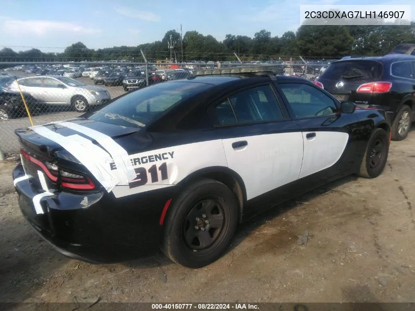 2020 Dodge Charger Police Rwd VIN: 2C3CDXAG7LH146907 Lot: 40150777