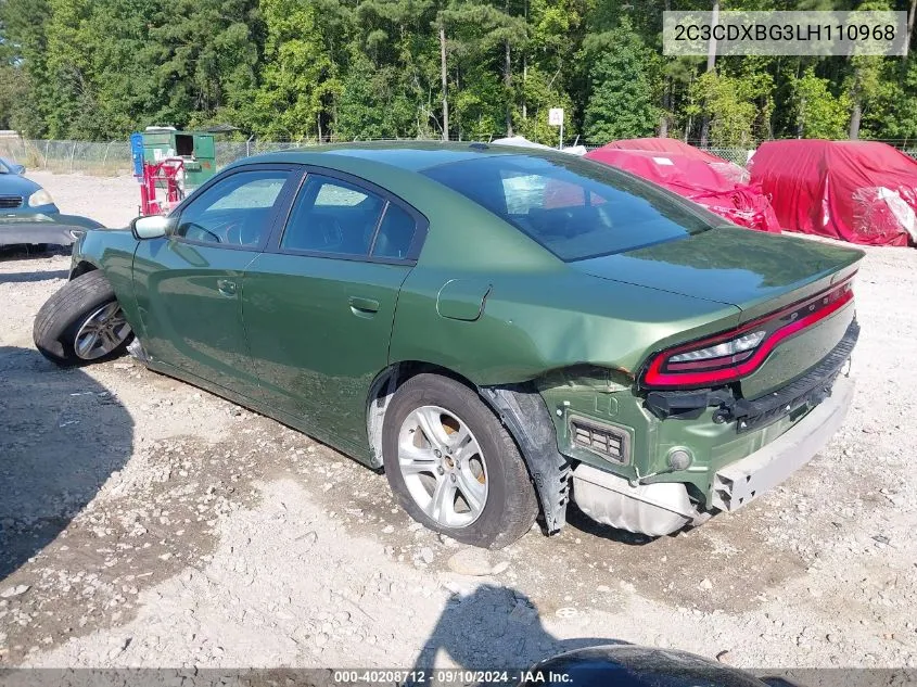 2020 Dodge Charger Sxt Rwd VIN: 2C3CDXBG3LH110968 Lot: 40208712