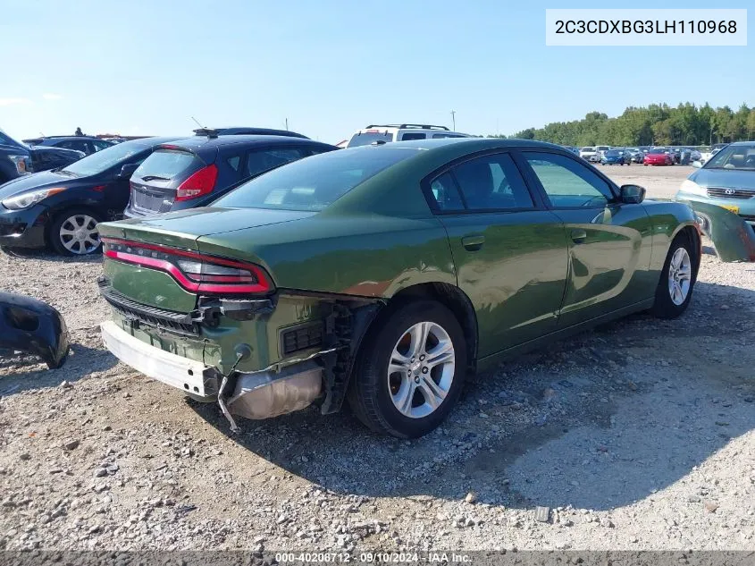 2020 Dodge Charger Sxt Rwd VIN: 2C3CDXBG3LH110968 Lot: 40208712