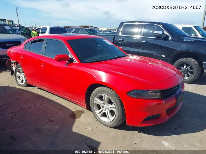 2020 Dodge Charger Sxt Rwd VIN: 2C3CDXBG7LH214007 Lot: 40219812