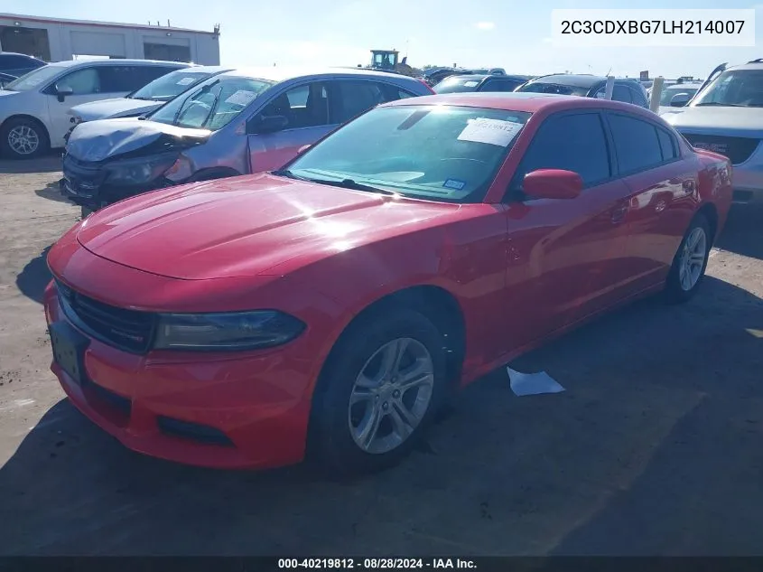 2020 Dodge Charger Sxt Rwd VIN: 2C3CDXBG7LH214007 Lot: 40219812