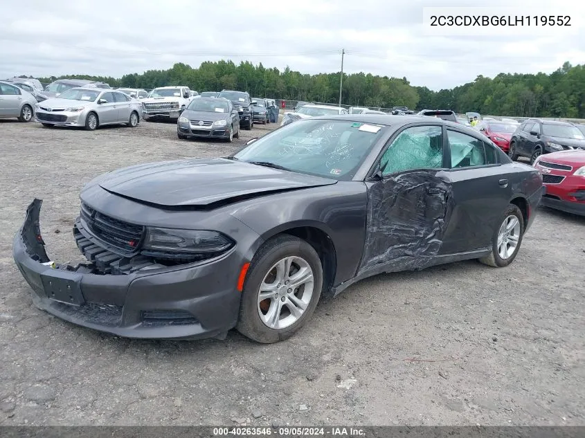 2020 Dodge Charger Sxt VIN: 2C3CDXBG6LH119552 Lot: 40263546