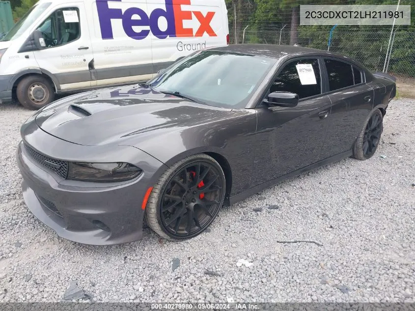 2020 Dodge Charger R/T Rwd VIN: 2C3CDXCT2LH211981 Lot: 40279980