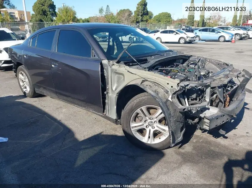 2C3CDXBG6LH211633 2020 Dodge Charger Sxt Rwd