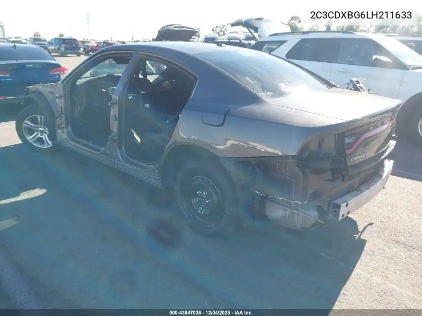 2C3CDXBG6LH211633 2020 Dodge Charger Sxt Rwd