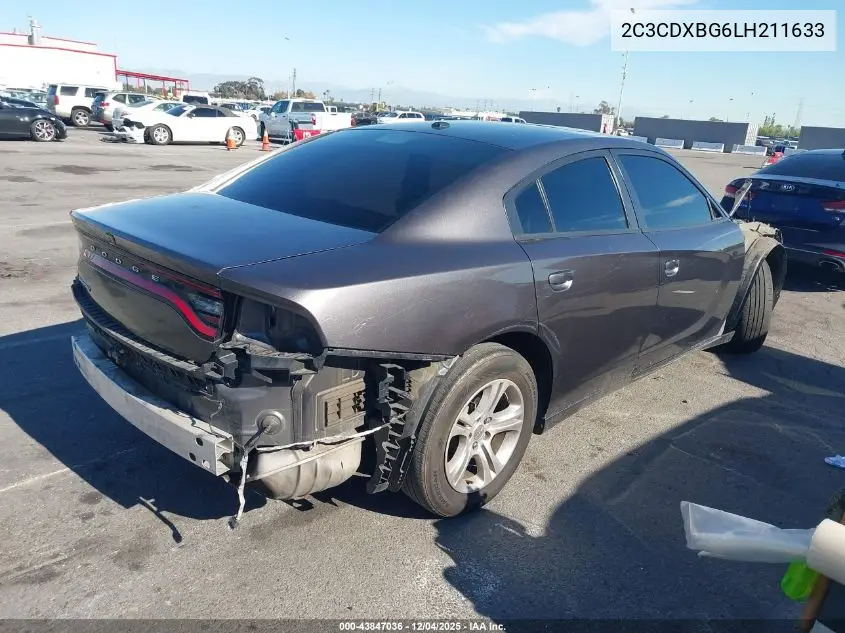 2C3CDXBG6LH211633 2020 Dodge Charger Sxt Rwd