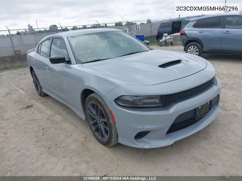 2021 Dodge Charger Gt VIN: 2C3CDXMG5MH667296 Lot: 12100029