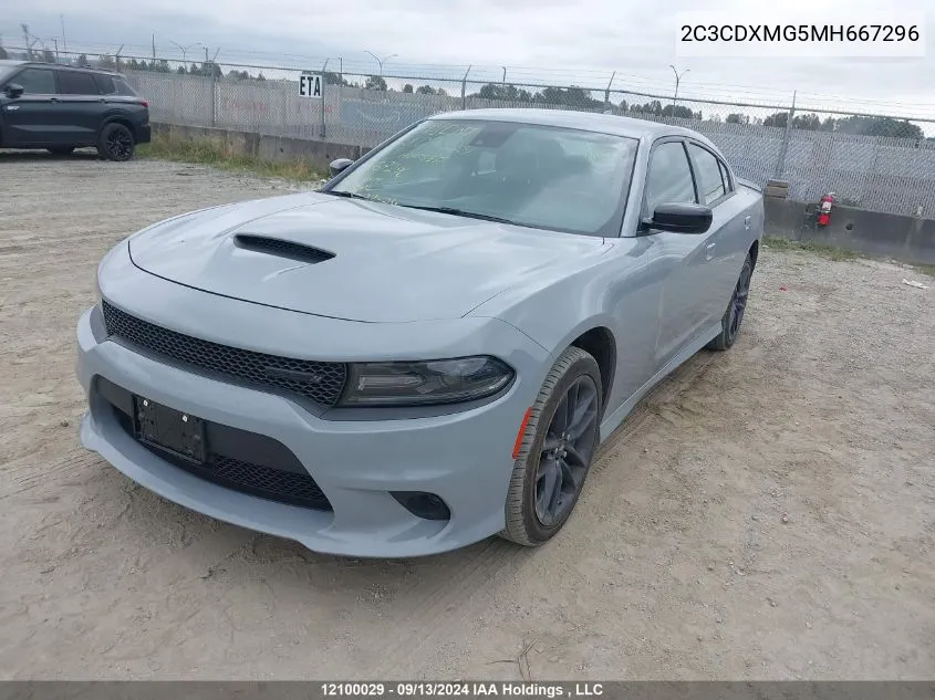 2021 Dodge Charger Gt VIN: 2C3CDXMG5MH667296 Lot: 12100029