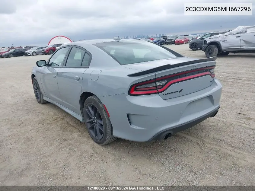 2021 Dodge Charger Gt VIN: 2C3CDXMG5MH667296 Lot: 12100029