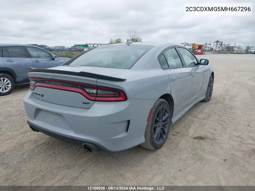 2021 Dodge Charger Gt VIN: 2C3CDXMG5MH667296 Lot: 12100029