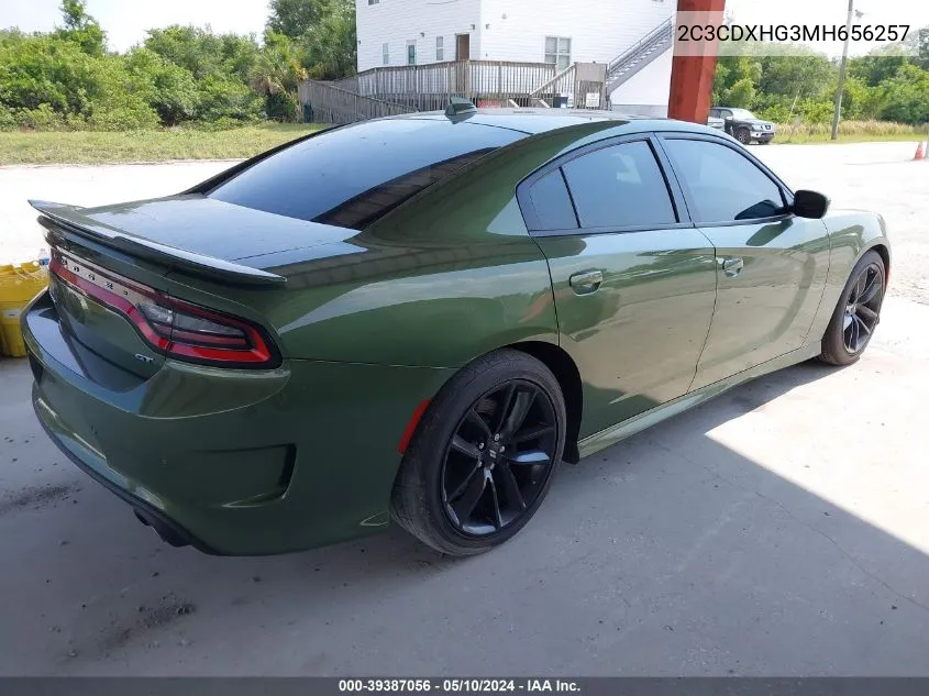 2021 Dodge Charger Gt Rwd VIN: 2C3CDXHG3MH656257 Lot: 39387056