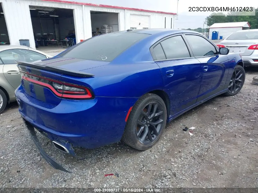 2021 Dodge Charger Sxt Rwd VIN: 2C3CDXBG4MH612423 Lot: 39399737