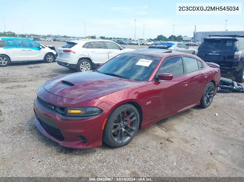 2021 Dodge Charger Scat Pack Rwd VIN: 2C3CDXGJ2MH545034 Lot: 39425967