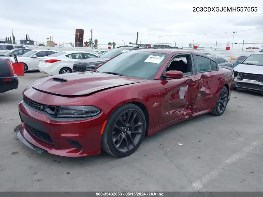 2021 Dodge Charger Scat Pack Rwd VIN: 2C3CDXGJ6MH557655 Lot: 39432053