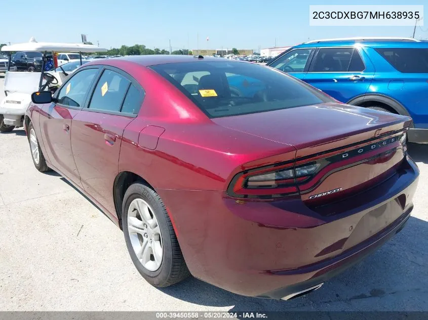 2021 Dodge Charger Sxt Rwd VIN: 2C3CDXBG7MH638935 Lot: 39450558