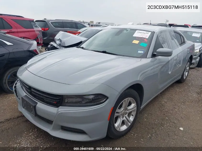 2C3CDXBG7MH515118 2021 Dodge Charger Sxt Rwd