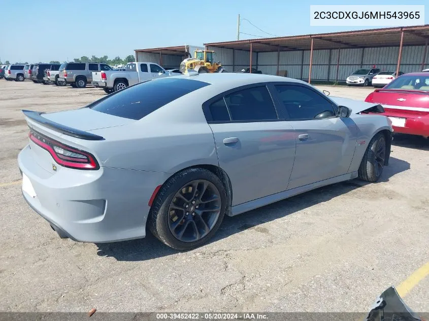 2021 Dodge Charger Scat Pack Rwd VIN: 2C3CDXGJ6MH543965 Lot: 39452422