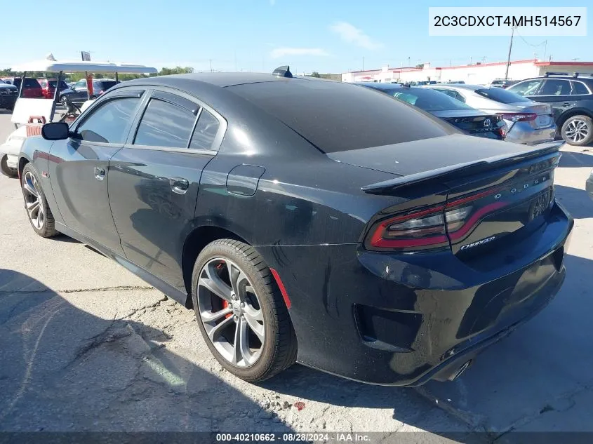 2021 Dodge Charger R/T Rwd VIN: 2C3CDXCT4MH514567 Lot: 40210662