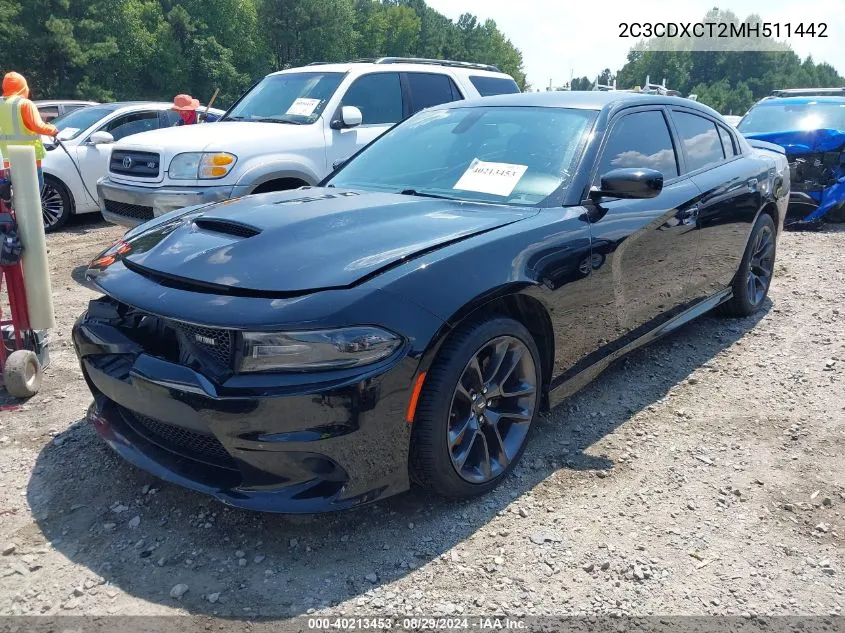 2021 Dodge Charger R/T Rwd VIN: 2C3CDXCT2MH511442 Lot: 40213453