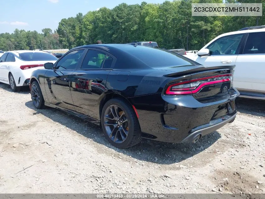 2021 Dodge Charger R/T Rwd VIN: 2C3CDXCT2MH511442 Lot: 40213453