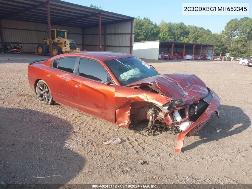 2021 Dodge Charger Sxt Rwd VIN: 2C3CDXBG1MH652345 Lot: 40243112