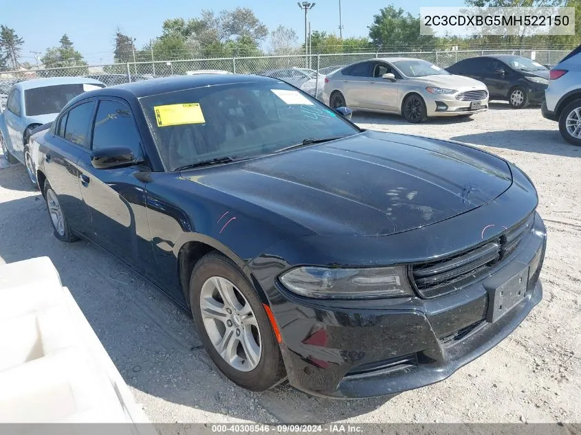 2021 Dodge Charger Sxt Rwd VIN: 2C3CDXBG5MH522150 Lot: 40308546