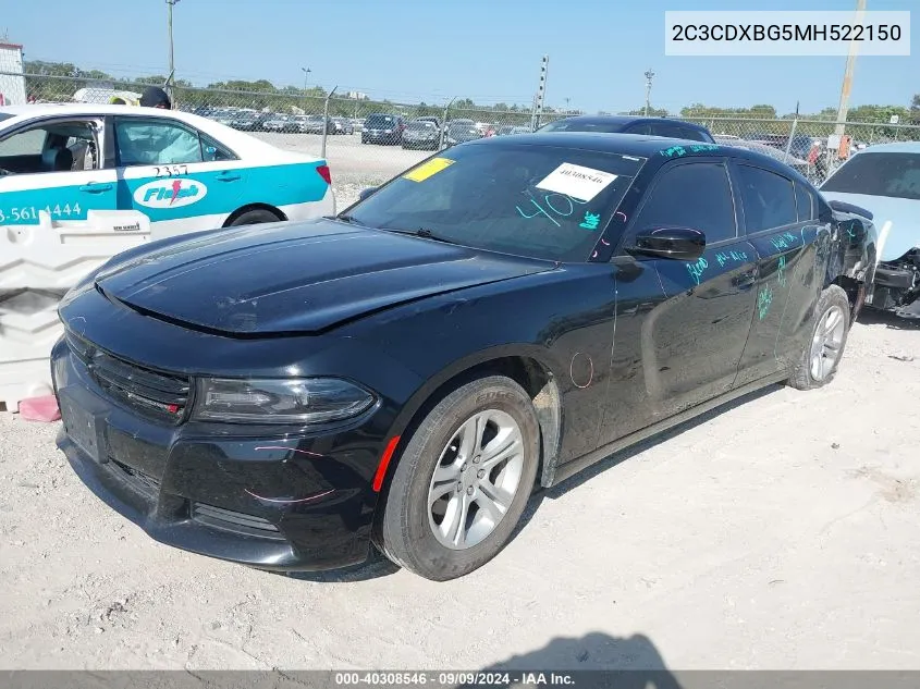 2021 Dodge Charger Sxt Rwd VIN: 2C3CDXBG5MH522150 Lot: 40308546