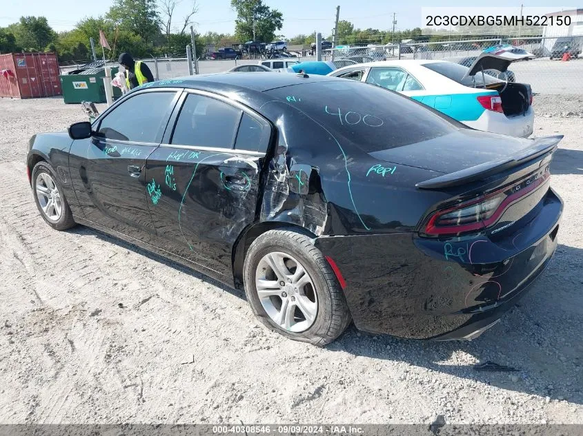 2021 Dodge Charger Sxt Rwd VIN: 2C3CDXBG5MH522150 Lot: 40308546