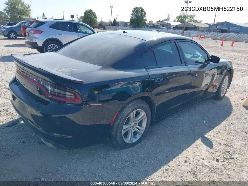 2021 Dodge Charger Sxt Rwd VIN: 2C3CDXBG5MH522150 Lot: 40308546