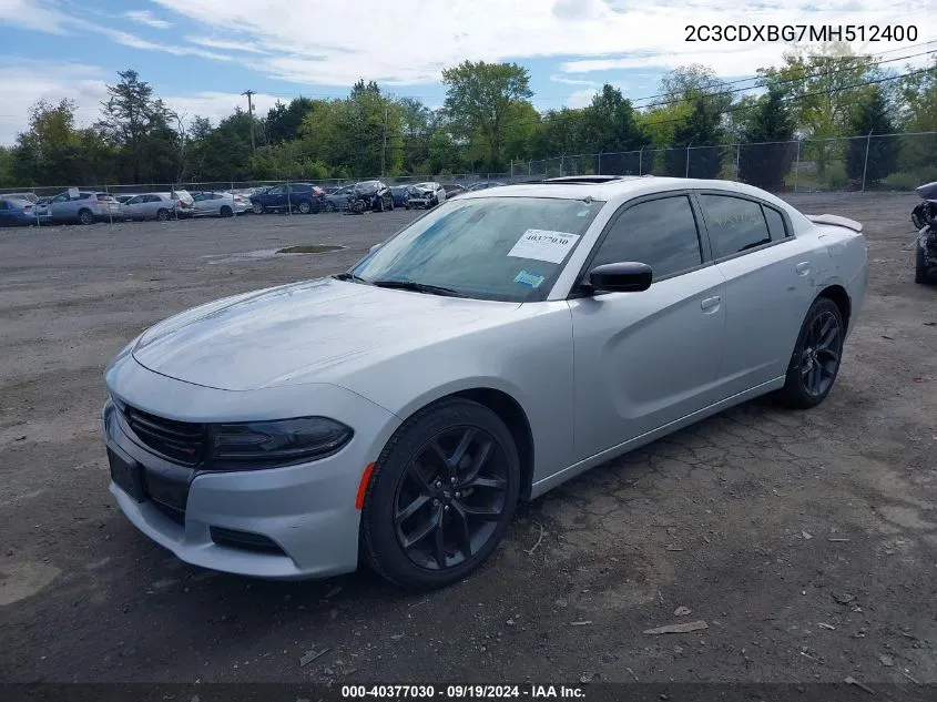 2021 Dodge Charger Sxt Rwd VIN: 2C3CDXBG7MH512400 Lot: 40377030