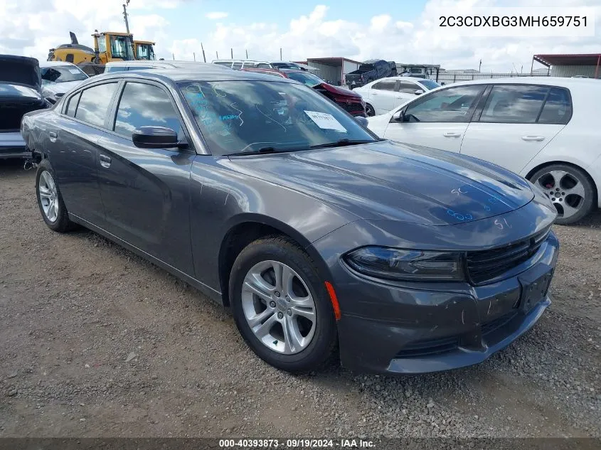 2021 Dodge Charger Sxt Rwd VIN: 2C3CDXBG3MH659751 Lot: 40393873