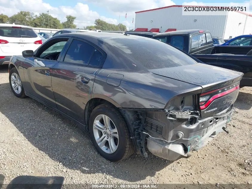 2021 Dodge Charger Sxt Rwd VIN: 2C3CDXBG3MH659751 Lot: 40393873