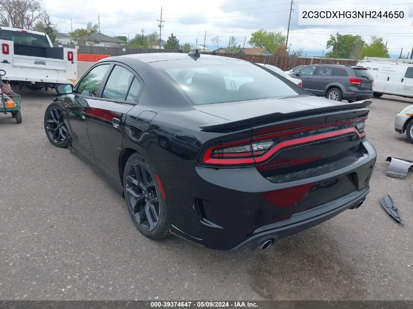 2022 Dodge Charger Gt Rwd VIN: 2C3CDXHG3NH244650 Lot: 39374647