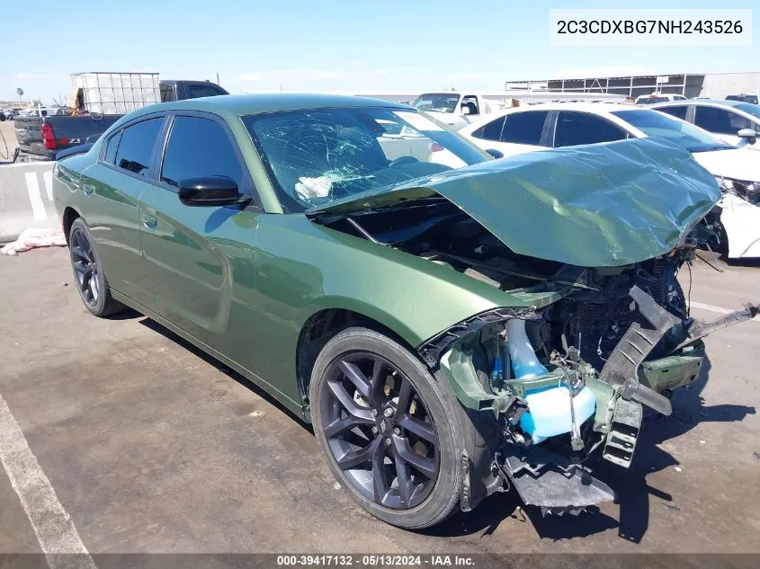 2022 Dodge Charger Sxt Rwd VIN: 2C3CDXBG7NH243526 Lot: 39417132