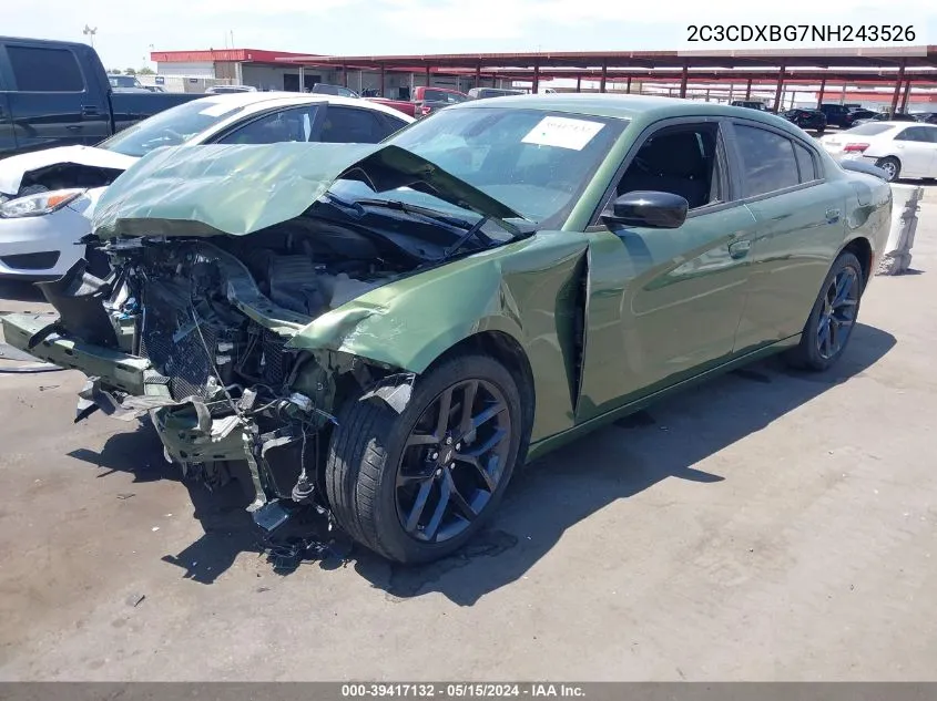 2C3CDXBG7NH243526 2022 Dodge Charger Sxt Rwd