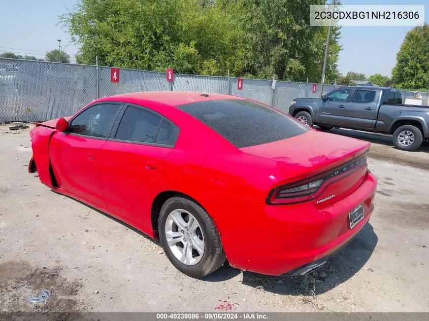 2022 Dodge Charger Sxt Rwd VIN: 2C3CDXBG1NH216306 Lot: 40239086