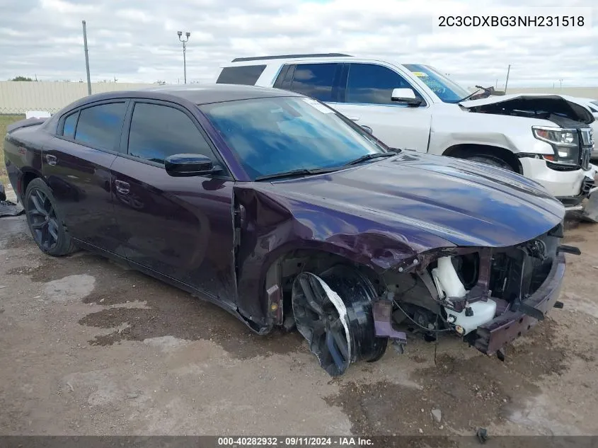 2022 Dodge Charger Sxt VIN: 2C3CDXBG3NH231518 Lot: 40282932