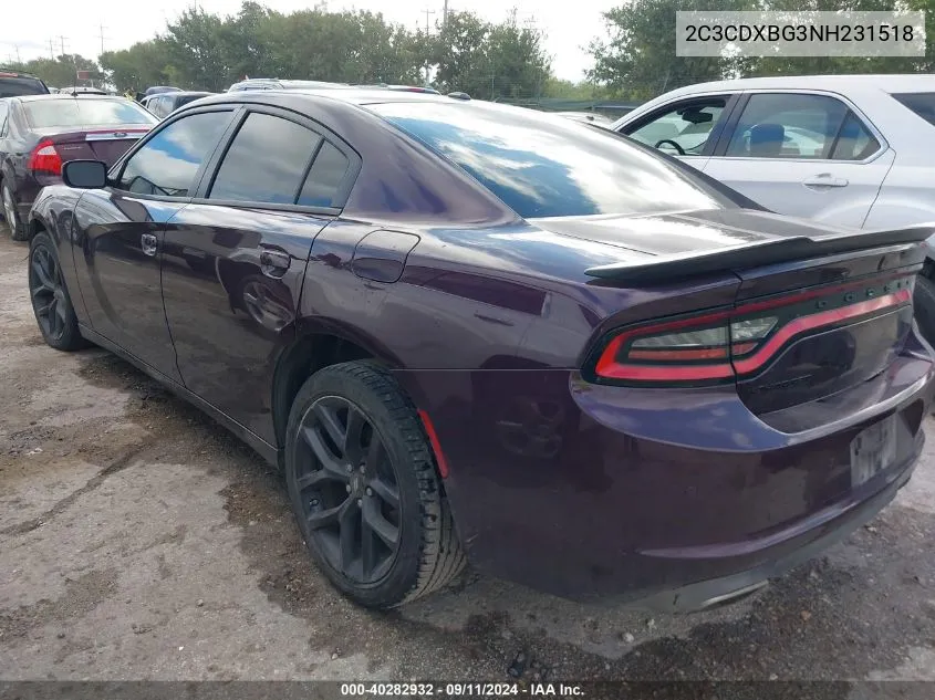 2022 Dodge Charger Sxt VIN: 2C3CDXBG3NH231518 Lot: 40282932